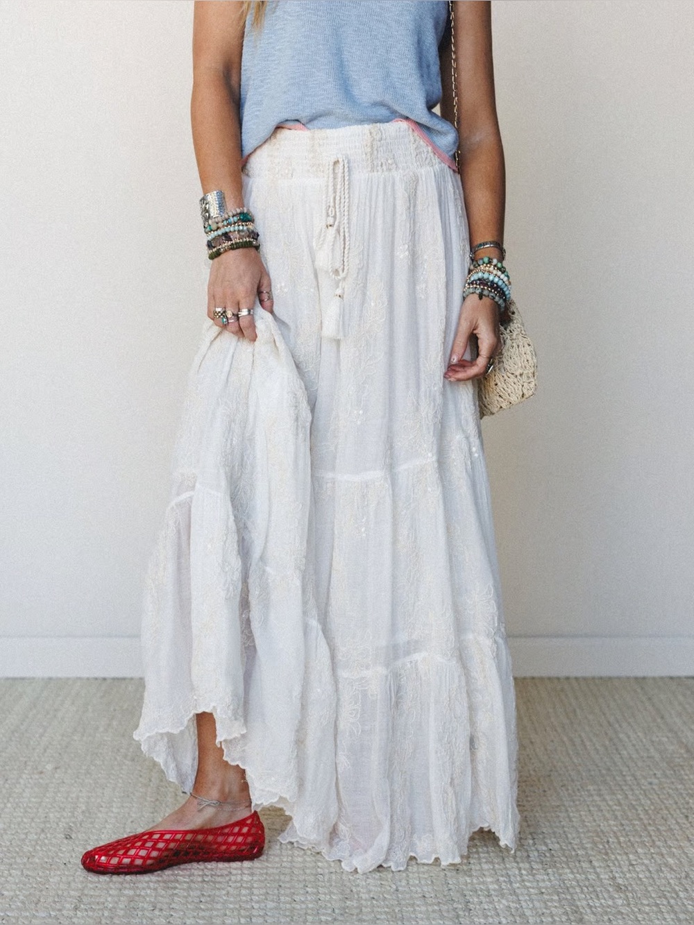 POL Love At Last Maxi Skirt- White- L